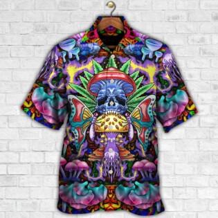 Hippie Mushroom And Skull Art - Hawaiian Shirt - Owl Ohh - Owl Ohh