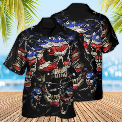 America Skull Love America Forever - Hawaiian Shirt - Owl Ohh - Owl Ohh