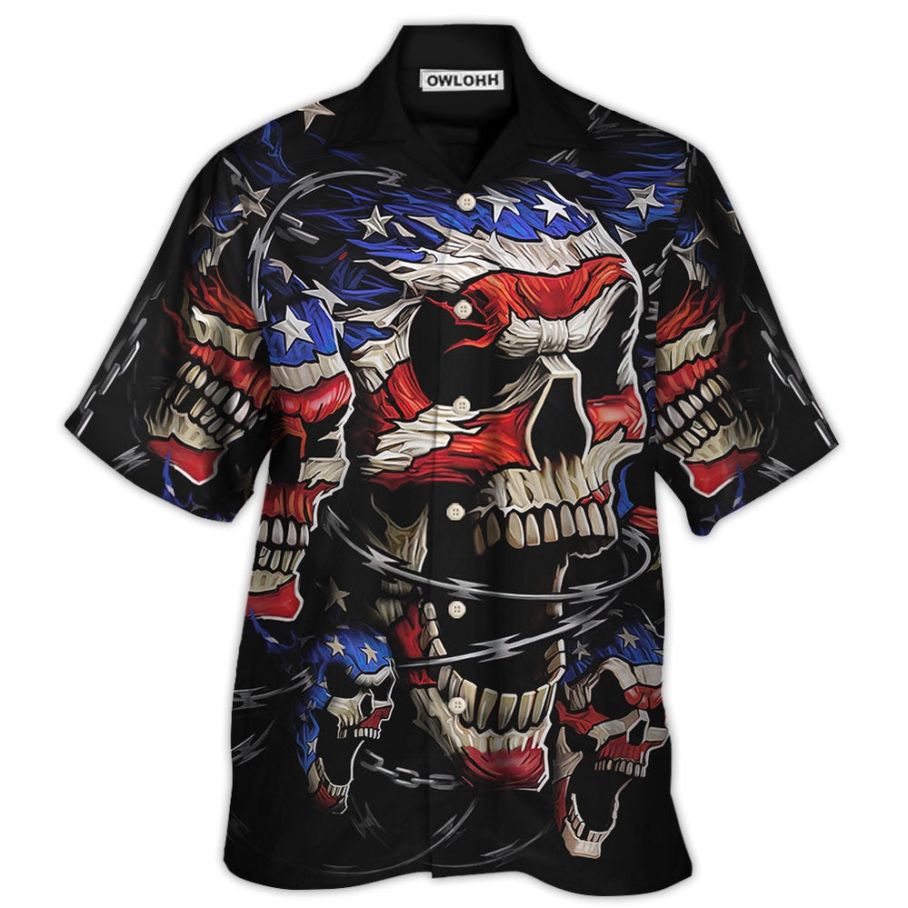 America Skull Love America Forever - Hawaiian Shirt - Owl Ohh - Owl Ohh