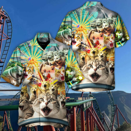 Park Cat Funny Roller Coaster - Hawaiian Shirt - Owl Ohh-Owl Ohh