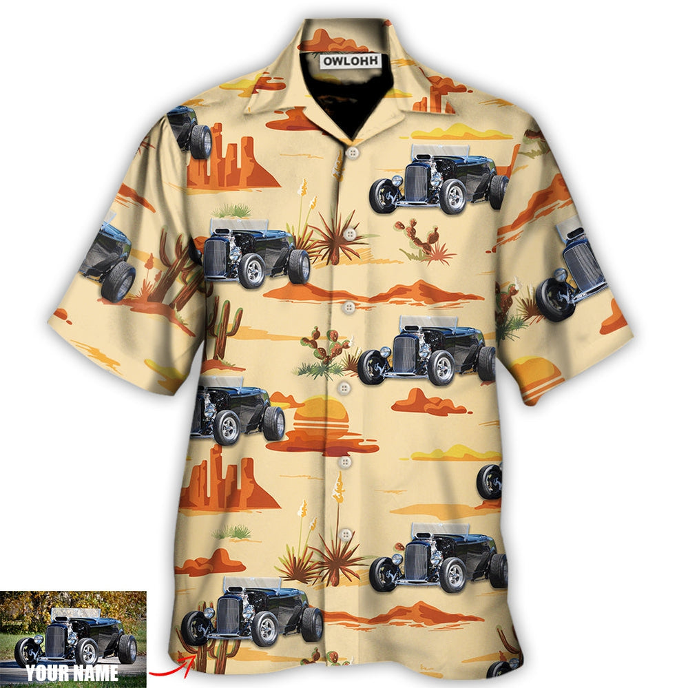 Hot Rod Vintage Landscape Cowboy Custom Photo - Hawaiian Shirt - Owl Ohh for men and women, kids - Owl Ohh