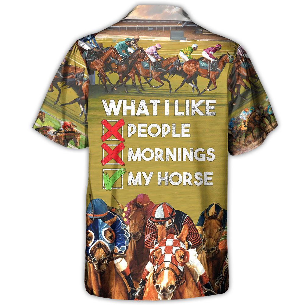Horseback Riding What I Like People Mornings My Horse - Hawaiian Shirt - Owl Ohh-Owl Ohh