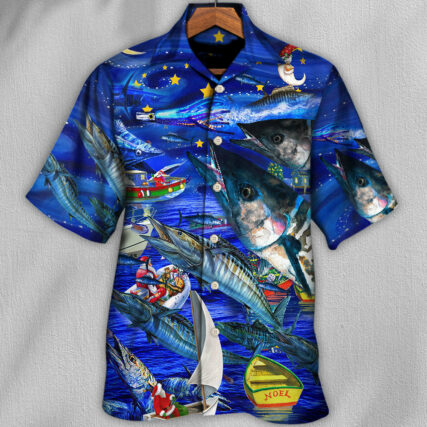 Fishing Love Ocean Blue Merry Christmas - Hawaiian Shirt - Owl Ohh - Owl Ohh