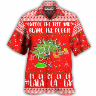 Cat Wreck The Tree Christmas Red Style - Hawaiian Shirt - Owl Ohh - Owl Ohh