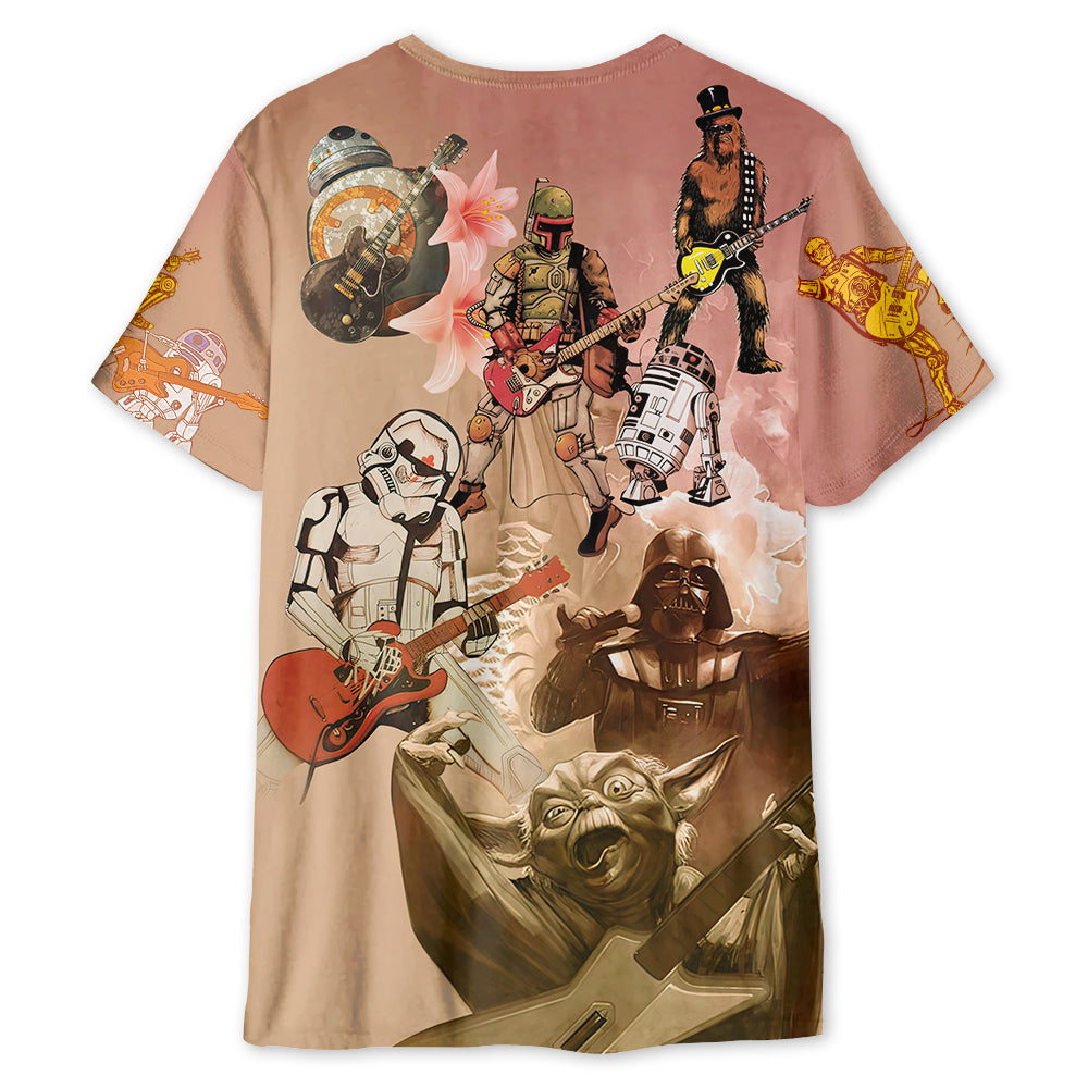 Star Wars Playing Guitar Where Words Fail Music Speaks - Unisex 3D T-shirt