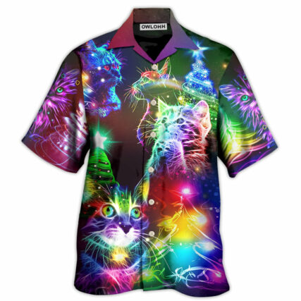 Cat Christmas Merry Everything Happy Always - Hawaiian Shirt - Owl Ohh - Owl Ohh