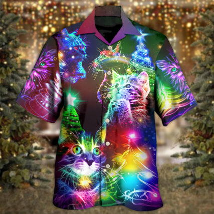 Cat Christmas Merry Everything Happy Always - Hawaiian Shirt - Owl Ohh - Owl Ohh