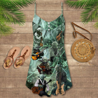 Star Wars Yoda Playing Guitar Fantastic - V-neck Sleeveless Cami Dress