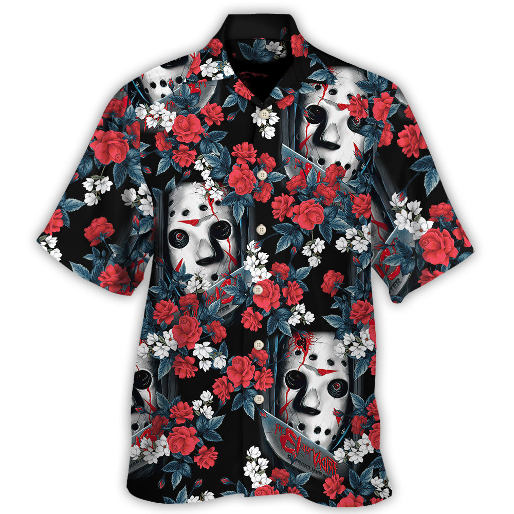 Halloween Jason Voorhees Flower Tropical Style - Hawaiian Shirt - Owl Ohh-Owl Ohh