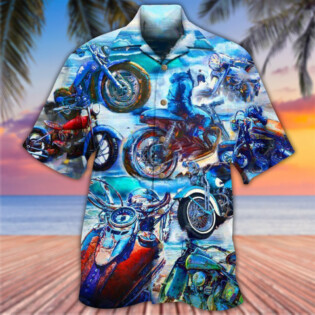Motorcycle Let's Take A Ride To The Beach Blue Style - Hawaiian Shirt - Owl Ohh - Owl Ohh