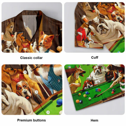 Billiard Dogs Playing Pool - Hawaiian Shirt - Owl Ohh-Owl Ohh