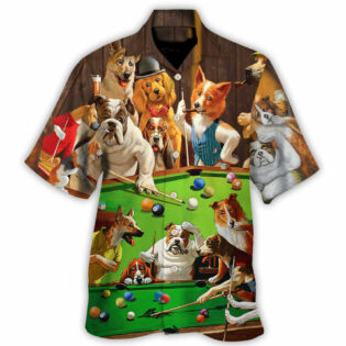 Billiard Dogs Playing Pool - Hawaiian Shirt - Owl Ohh-Owl Ohh