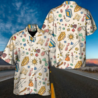 DnD Button Up Dungeons and Dragons Pattern - Hawaiian Shirt - Owl Ohh-Owl Ohh