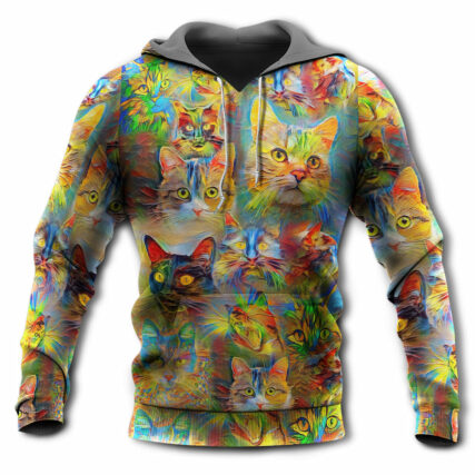 Cat Beautiful Colorfull Painting - Hoodie - Owl Ohh - Owl Ohh