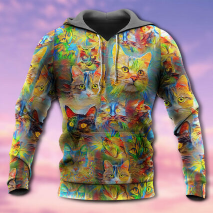 Cat Beautiful Colorfull Painting - Hoodie - Owl Ohh - Owl Ohh