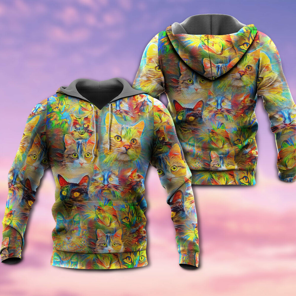 Cat Beautiful Colorfull Painting - Hoodie - Owl Ohh - Owl Ohh