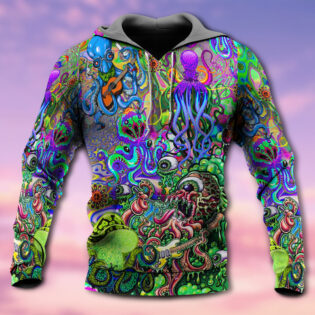 Hippie Funny Octopus Love Music Colorful Ocean - Hoodie - Owl Ohh - Owl Ohh