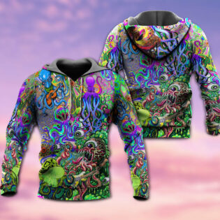 Hippie Funny Octopus Love Music Colorful Ocean - Hoodie - Owl Ohh - Owl Ohh