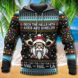 Viking Christmas Deck The Halls With Axes And Shields - Hoodie - Owl Ohh - Owl Ohh