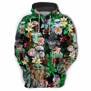 Star Wars Lego Baby Yoda, Boba Fett, Darth Vader and Stormtroopers Tropical - Hoodie