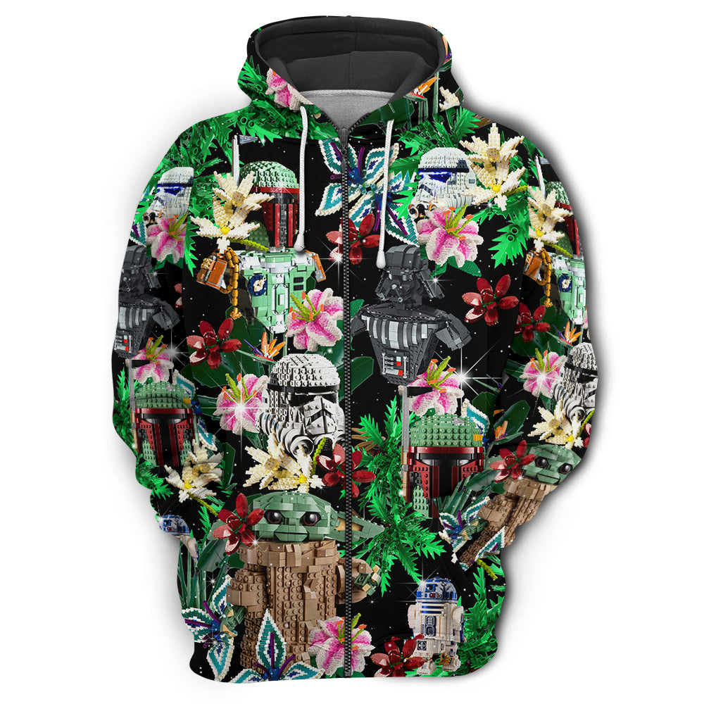 Star Wars Lego Baby Yoda, Boba Fett, Darth Vader and Stormtroopers Tropical - Hoodie