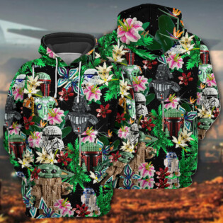 Star Wars Lego Baby Yoda, Boba Fett, Darth Vader and Stormtroopers Tropical - Hoodie
