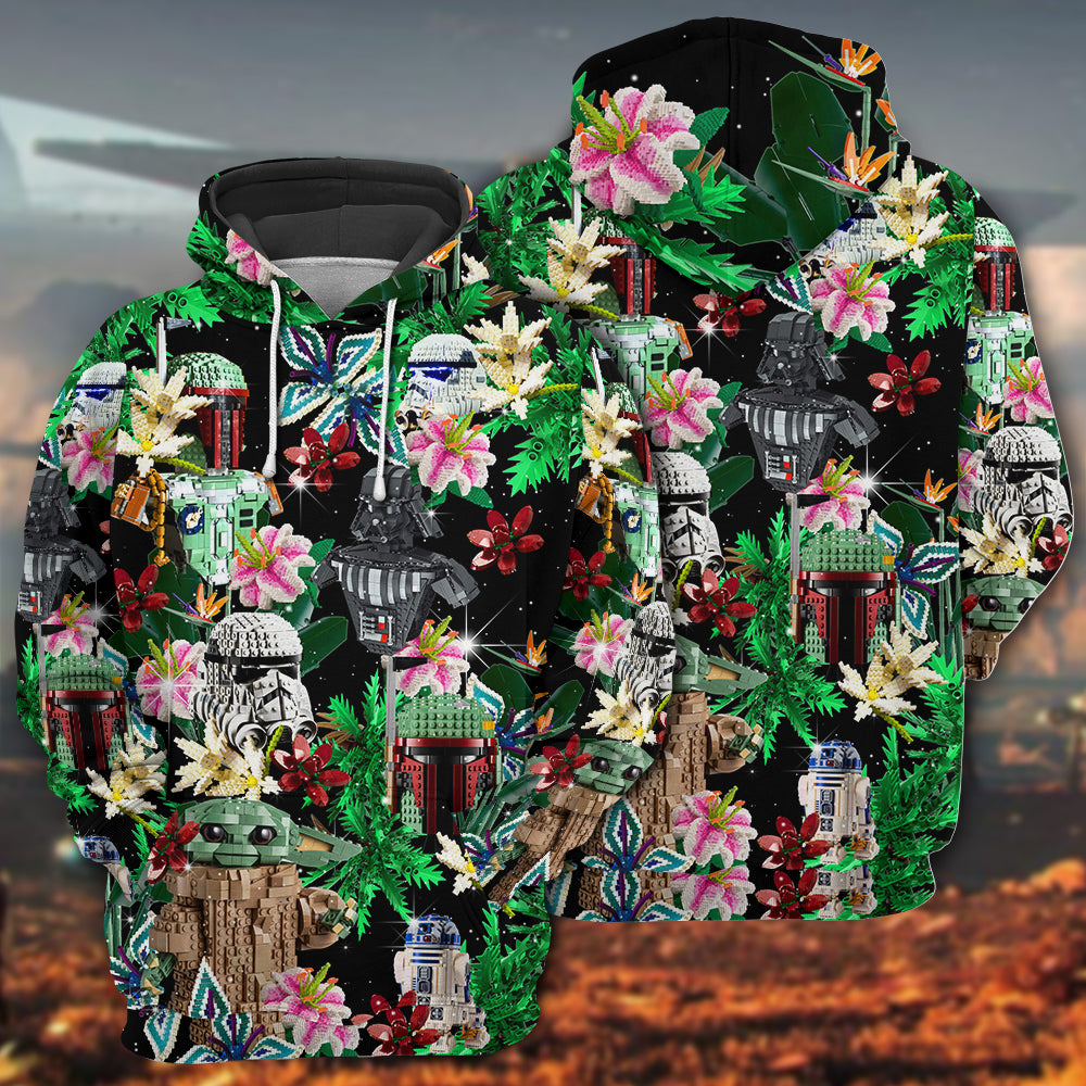 Star Wars Lego Baby Yoda, Boba Fett, Darth Vader and Stormtroopers Tropical - Hoodie