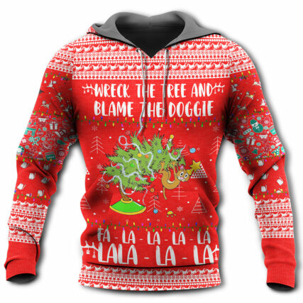 Cat Wreck The Tree Christmas Red Style - Hoodie - Owl Ohh - Owl Ohh
