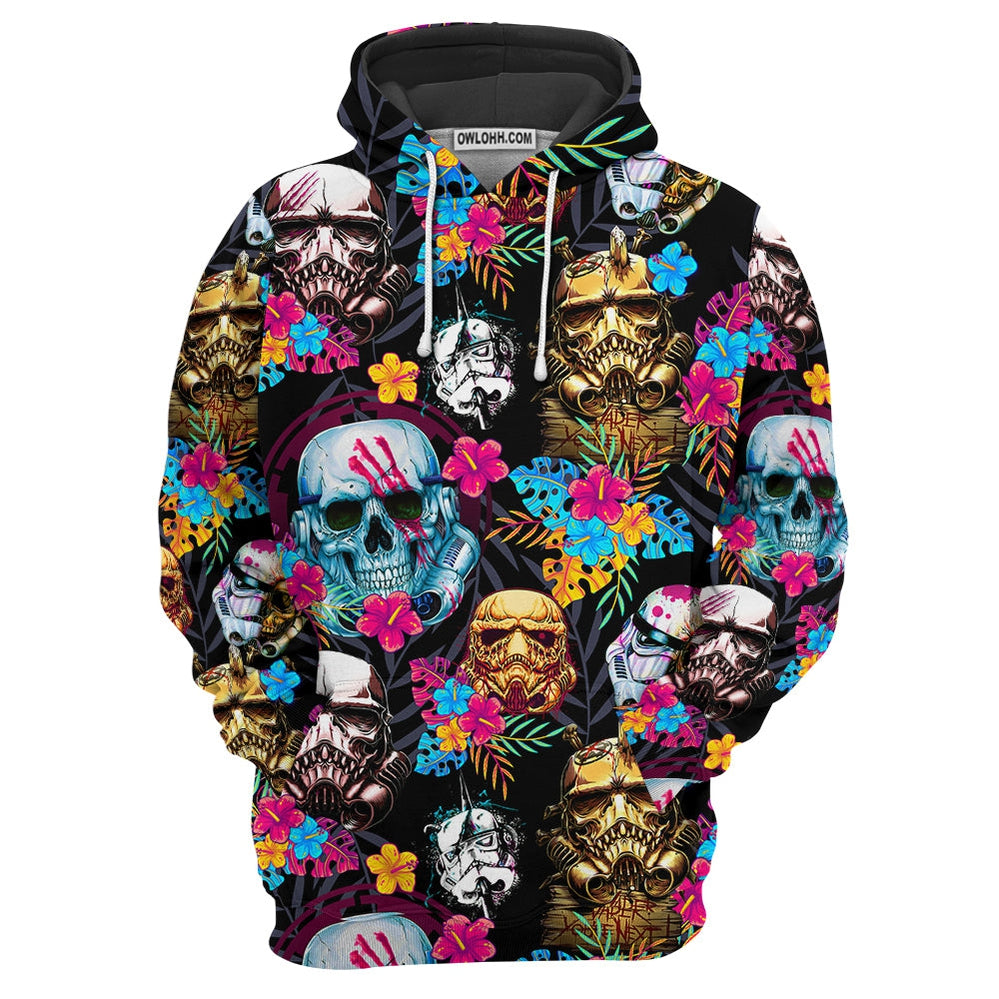 Halloween Starwars Stormtrooper Skull Tropical Neon - Hoodie
