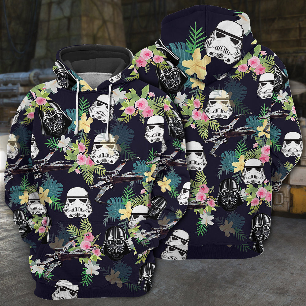 Star Wars Darth Vader Stormtrooper Helmet Tropical Pattern - Hoodie