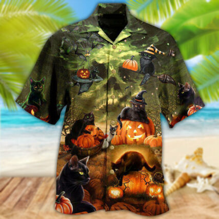 Halloween Black Cat May Luck Be Yours On Halloween - Hawaiian Shirt - Owl Ohh - Owl Ohh