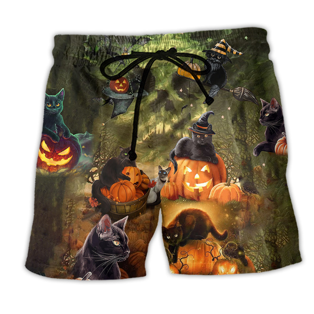 Halloween Black Cat May Luck Be Yours On Halloween Night - Beach Short - Owl Ohh - Owl Ohh