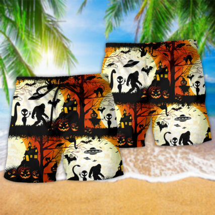 Halloween Ew People Bigfoot UFO - Beach Short - Owl Ohh - Owl Ohh