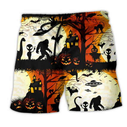 Halloween Ew People Bigfoot UFO - Beach Short - Owl Ohh - Owl Ohh
