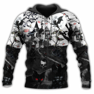 Halloween Flying Cats With Black Style - Hoodie - Owl Ohh - Owl Ohh