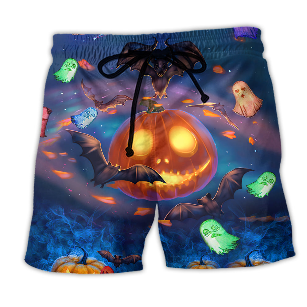 Halloween Glowing Pumpkins By Night - Beach Short - Owl Ohh - Owl Ohh