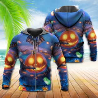 Halloween Glowing Pumpkins By Night - Hoodie - Owl Ohh - Owl Ohh