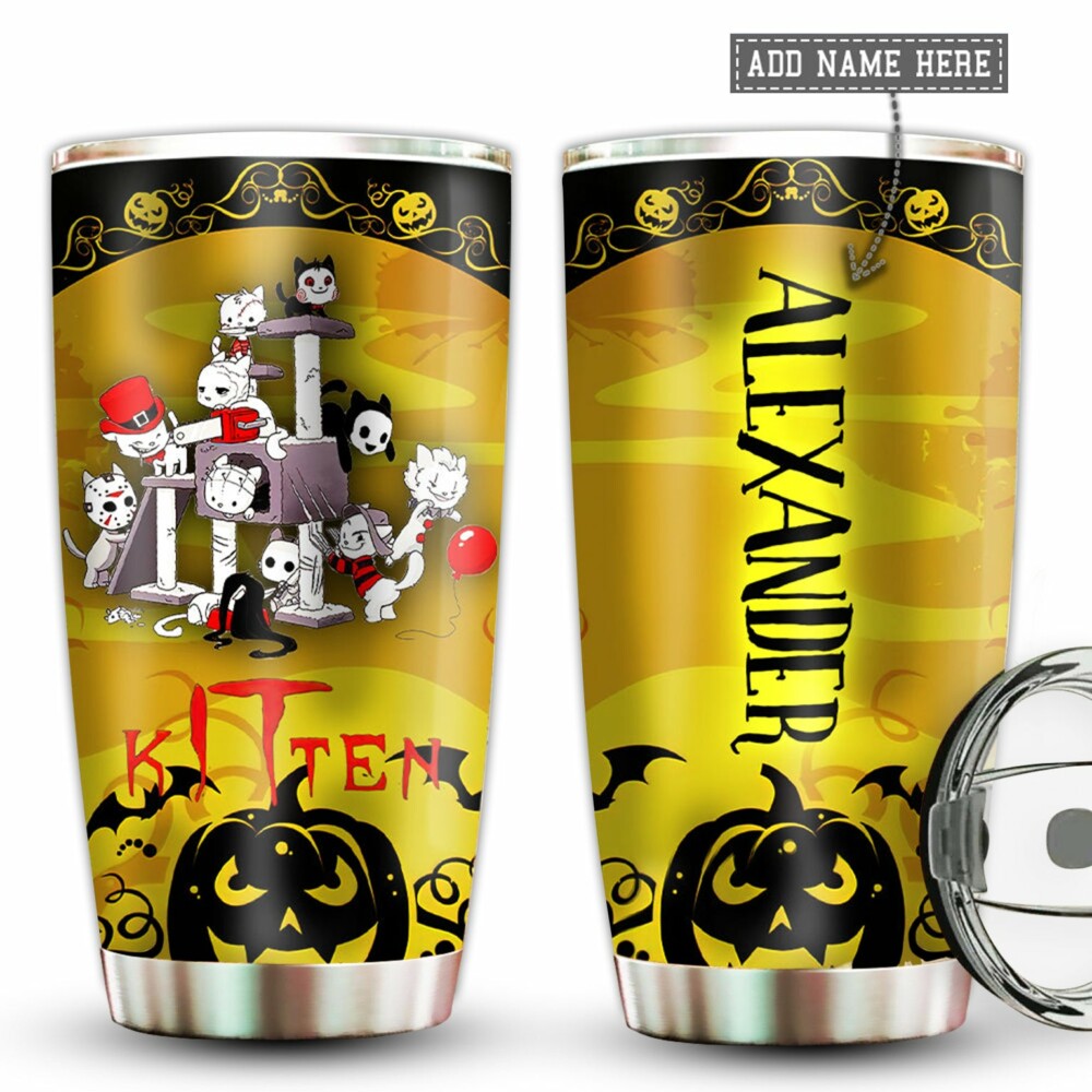 Halloween Kitten Cats Night Personalized - Tumbler - Owl Ohh - Owl Ohh