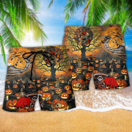 Halloween Skull Darkness Overnight - Beach Short - Owl Ohh - Owl Ohh