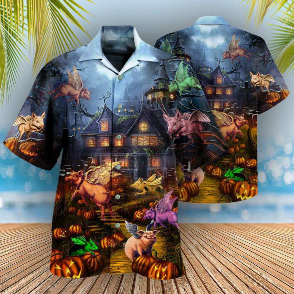 Halloween When Pigs Fly Night - Hawaiian Shirt - Owl Ohh - Owl Ohh