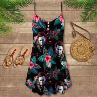Halloween Michael Myers Halloween Tropical Style - V-neck Sleeveless Cami Dress - Owl Ohh-Owl Ohh