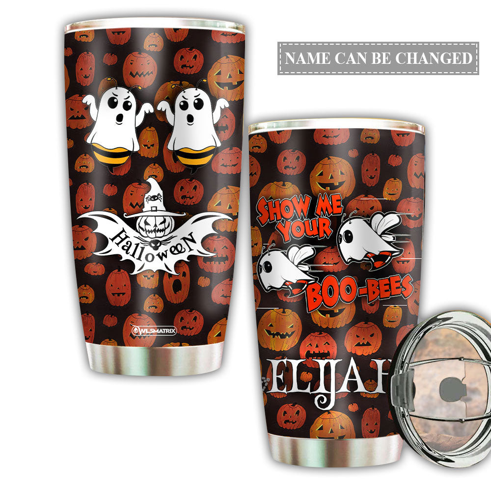 Halloween Show Me Your Boo Bees Pumpkin Personalized - Tumbler - Owl Ohh - Owl Ohh