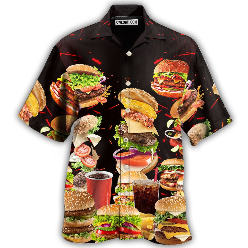 Food Hamburger Fast Food Lover - Hawaiian Shirt - Owl Ohh - Owl Ohh