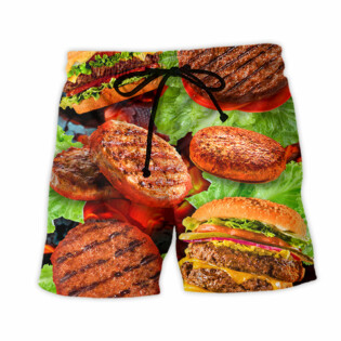 BBQ Hamburger Patties BBQ Style - Beach Short - Owl Ohh - Owl Ohh
