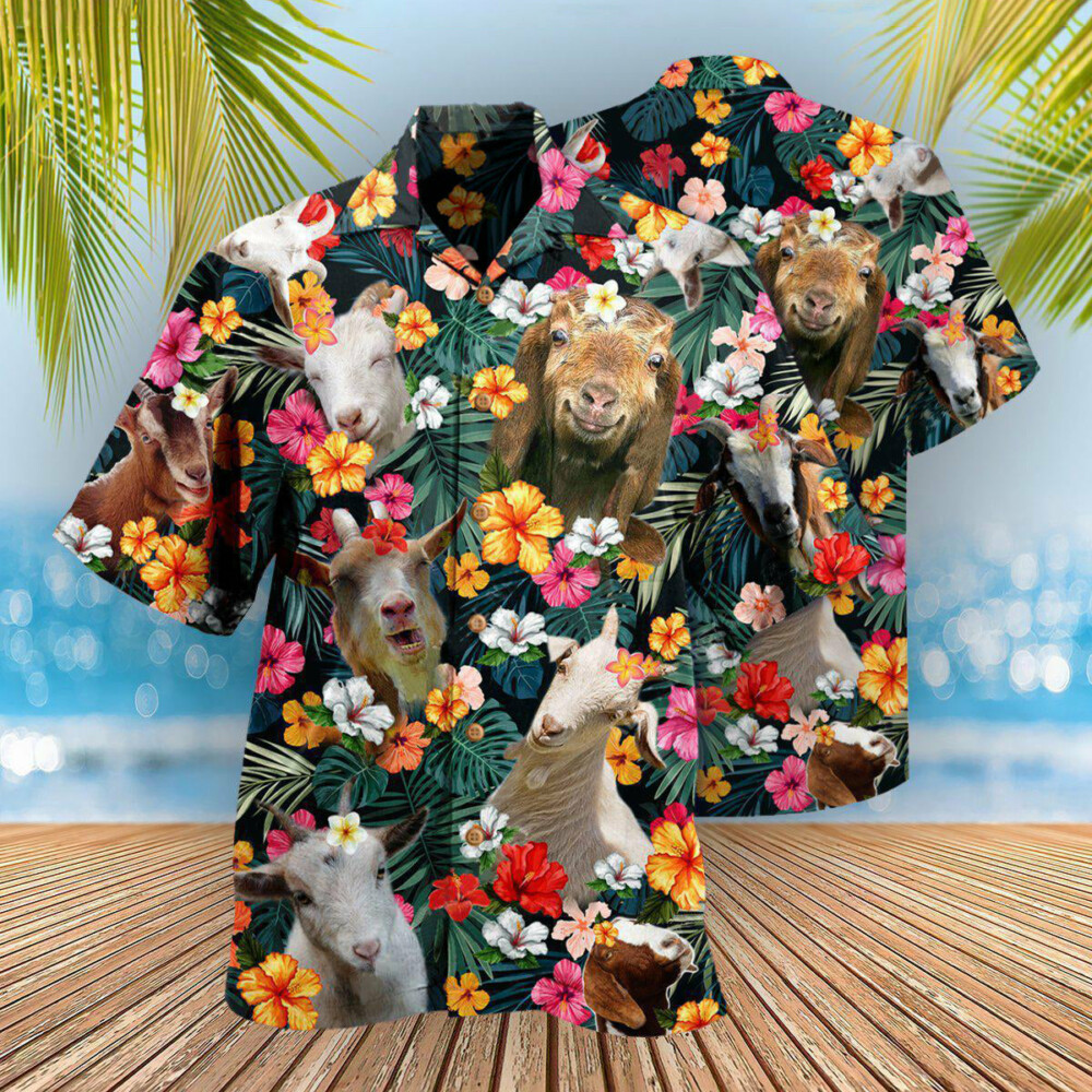 Goat Happy Aloha Flowers - Hawaiian Shirt - Owl Ohh - Owl Ohh