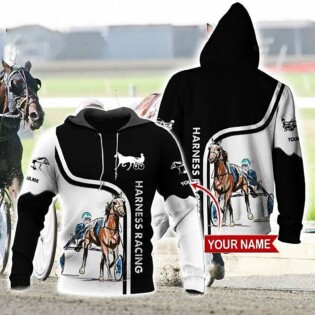 Horse Hardness Racing Black White Personalized - Hoodie - Owl Ohh - Owl Ohh