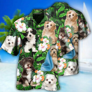 Havanese Dog Tropical Leaf Floral So Cute - Hawaiian Shirt - Owl Ohh - Owl Ohh