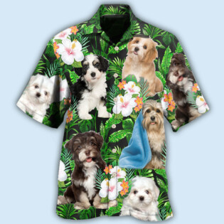 Havanese Dog Tropical Leaf Floral So Cute - Hawaiian Shirt - Owl Ohh - Owl Ohh