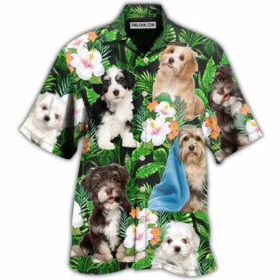 Havanese Dog Tropical Leaf Floral So Cute - Hawaiian Shirt - Owl Ohh - Owl Ohh