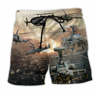 Helicopter Fire War Cool Style - Beach Short - Owl Ohh - Owl Ohh